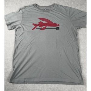 Patagonia Mens Large Slim Fit Gray T Shirt Multicolor Flying Fish Trident